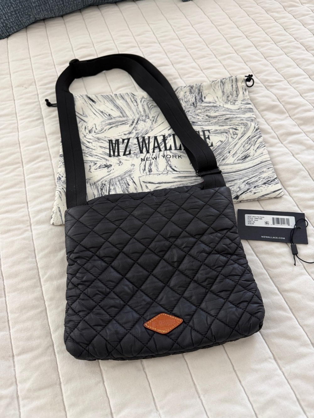 MZ Wallace Metro Flat Xbody Black Quilted Messenger Crossbody - Picture 2 of 12